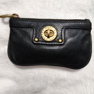 EUC BLACK LEATHER Marc by Marc Jacobs zipper coin with black and white interior